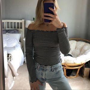 Stripped lettuce edge long sleeve